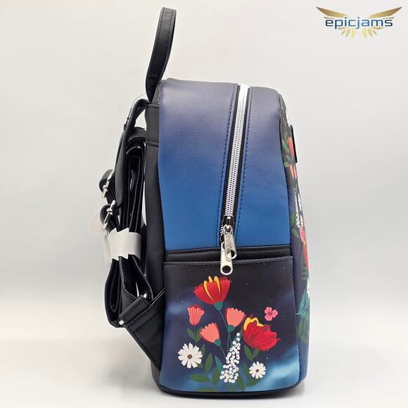 Loungefly Disney Peter Pan Floral Blue Mini Backpack Bag New - Picture 4 of 5